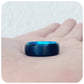 Black brushed tungsten mens ring with bright blue aluminium inner - Victoria's Jewellery