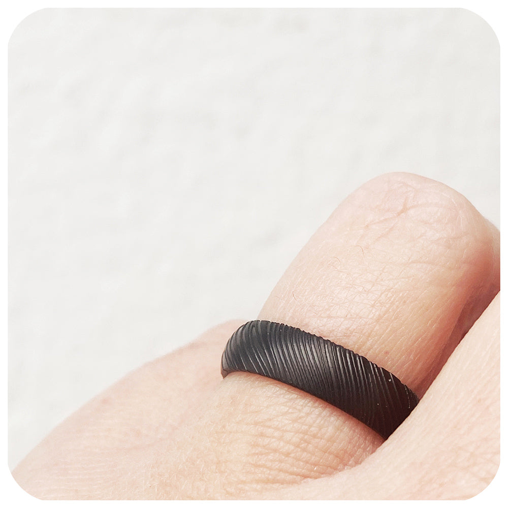 Black Damascus style Mens Wedding Ring - Victoria's Jewellery