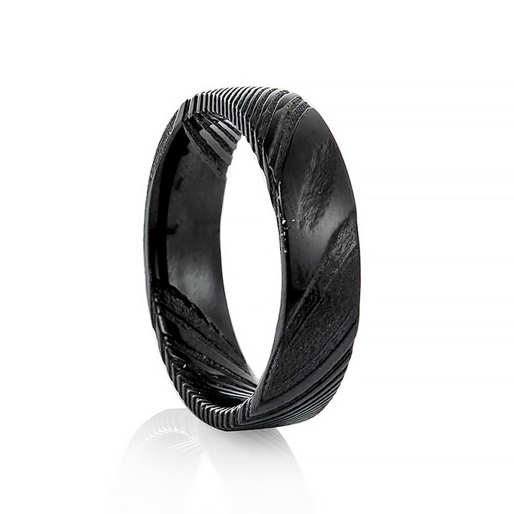 Black Damascus style Mens Wedding Ring - Victoria's Jewellery