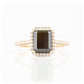 Emerald cut Black Moissanite with White Moissanite Halo and Accent Stones Engagement Ring - Victoria's Jewellery
