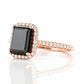 Lirio, Black Emerald cut Moissanite Halo Ring - Victoria's Jewellery