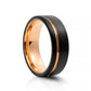 Brushed Black Tungsten Mens Wedding Ring with Rose Gold Plating - Victoria's Jewellery