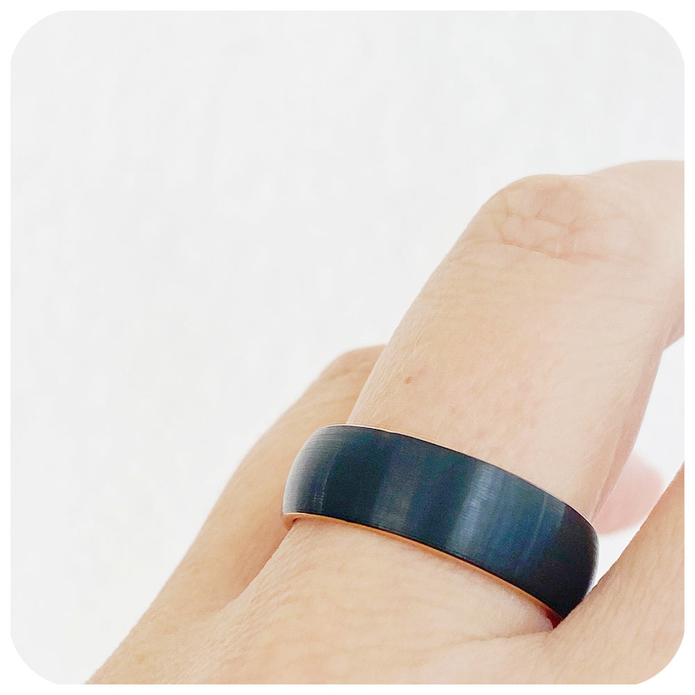 Declan, a Matt Black and Rose Gold Men's Tungsten Ring - 8mm