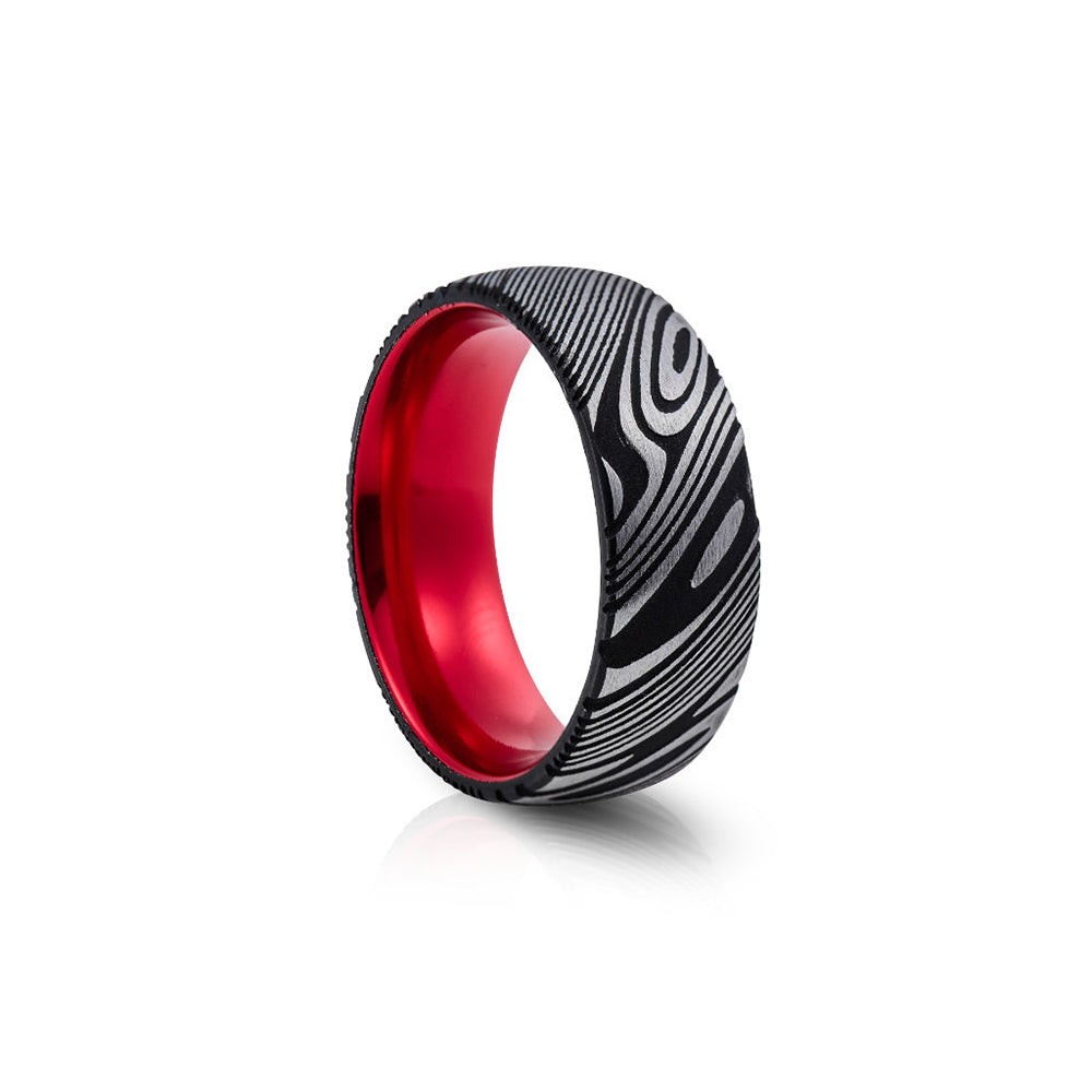 Red Racer Damascus Men's Wedding Ring | Handcrafted Unique Design ...