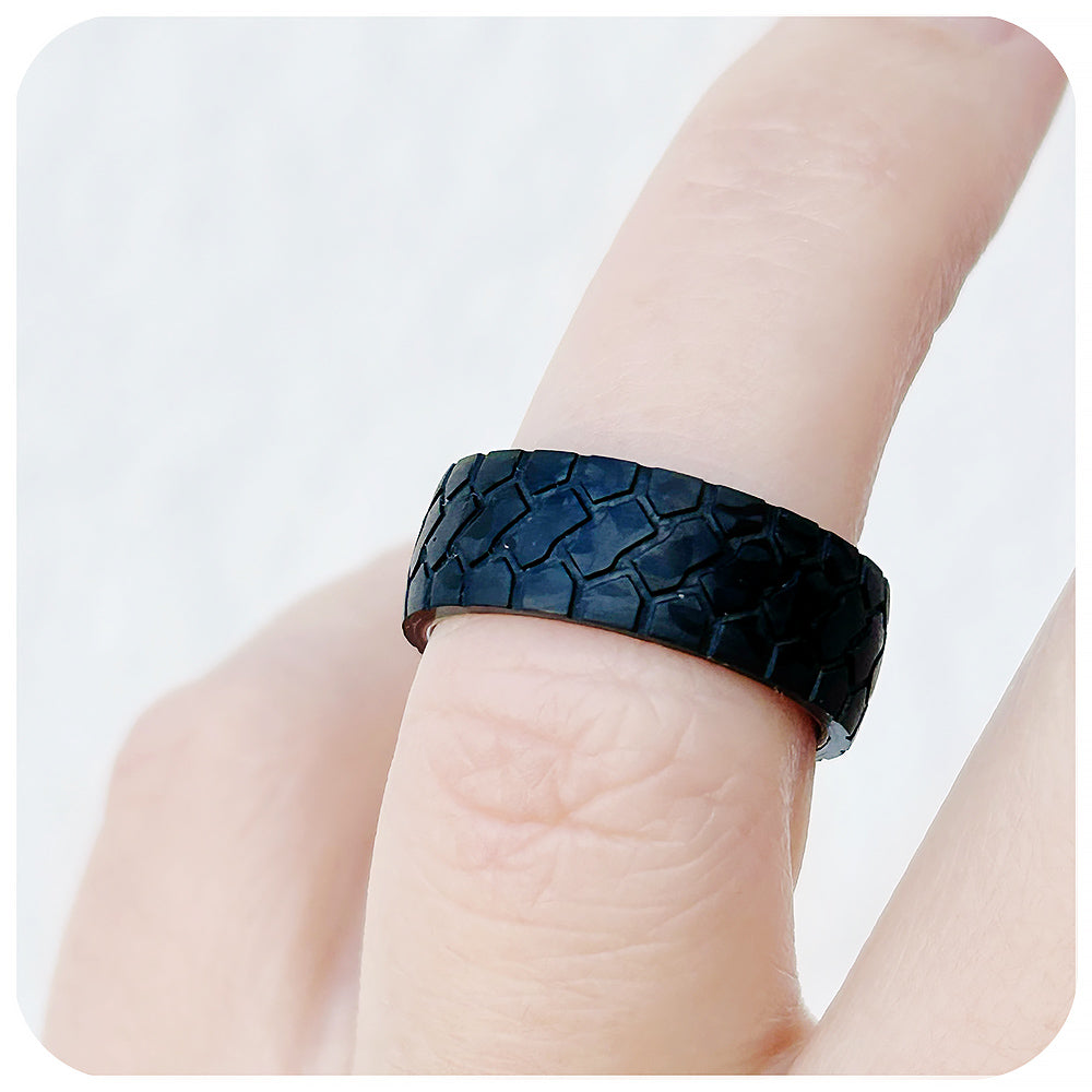 Black Tire Tungsten Mens Wedding Ring - Victoria's Jewellery