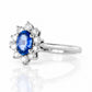 Eva, a Blue Sapphire and Diamond Halo Ring - Victoria's Jewellery