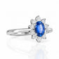 Eva, a Blue Sapphire and Diamond Halo Ring - Victoria's Jewellery