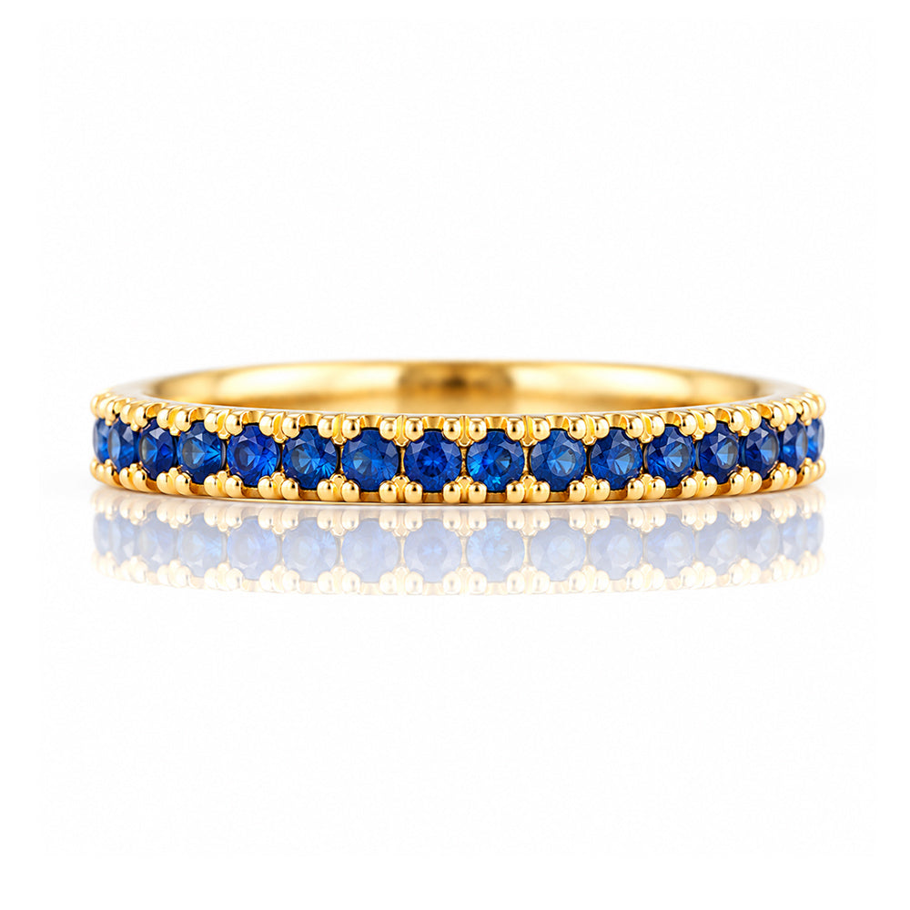 Emma, Blue Sapphire Half Eternity Ring - 1.5mm - Victoria's Jewellery