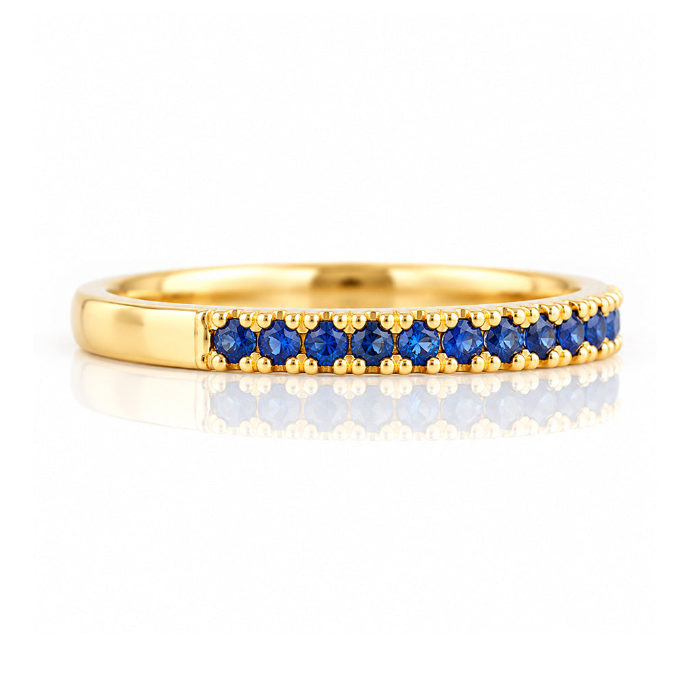 Emma, Blue Sapphire Half Eternity Ring - 1.5mm - Victoria's Jewellery