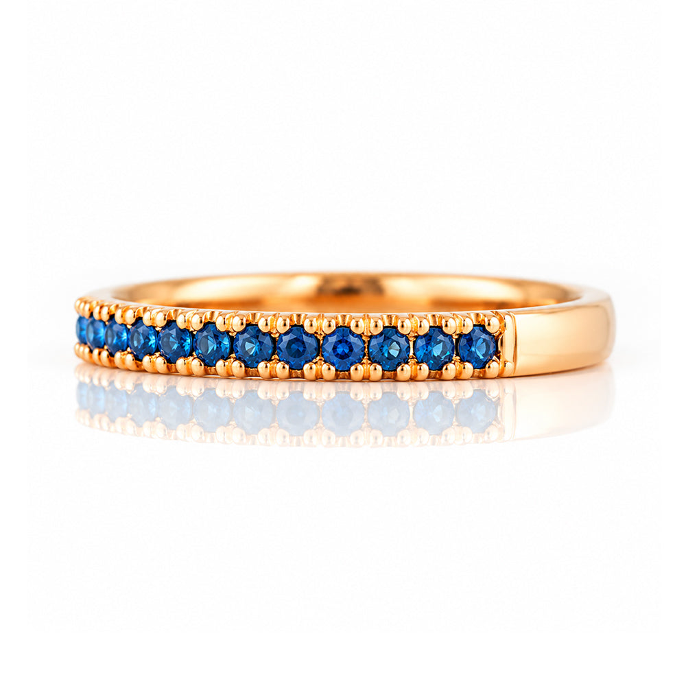 Emma, Blue Sapphire Half Eternity Ring - 1.5mm - Victoria's Jewellery
