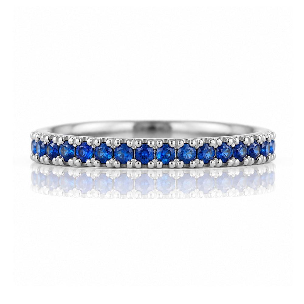 Emma, Blue Sapphire Half Eternity Ring - 1.5mm - Victoria's Jewellery