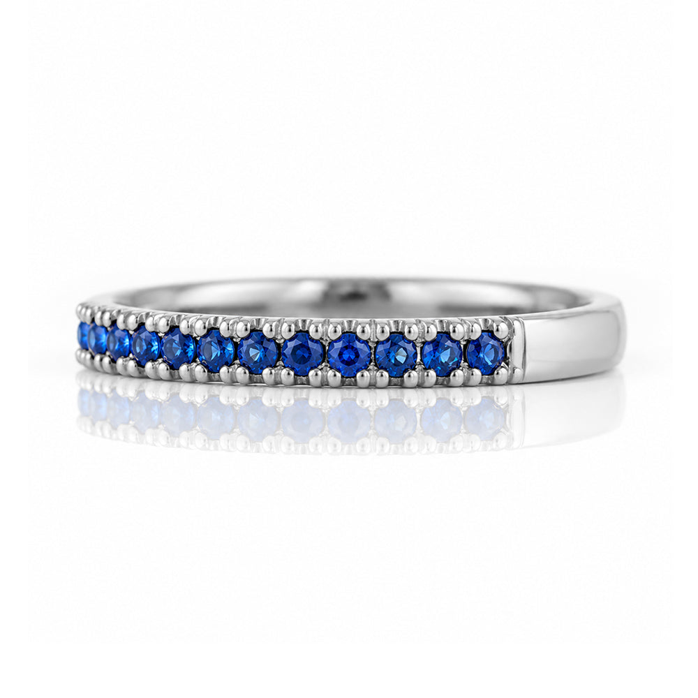 Emma, Blue Sapphire Half Eternity Ring - 1.5mm - Victoria's Jewellery