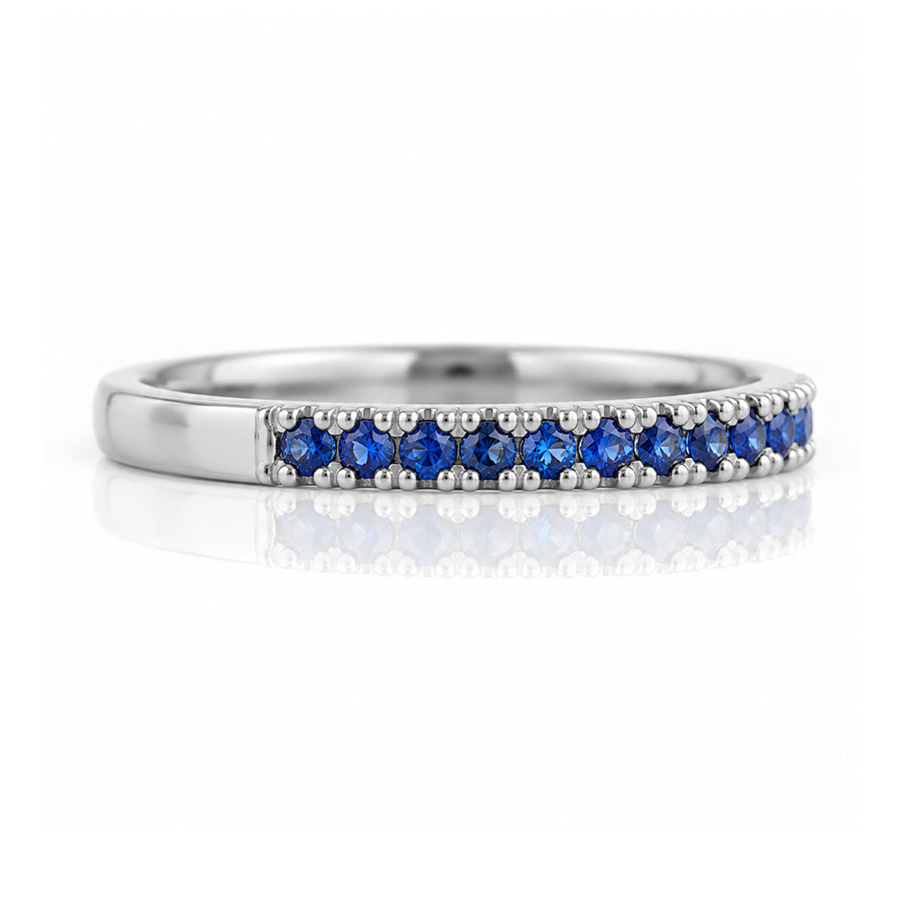 Emma, Blue Sapphire Half Eternity Ring - 1.5mm - Victoria's Jewellery
