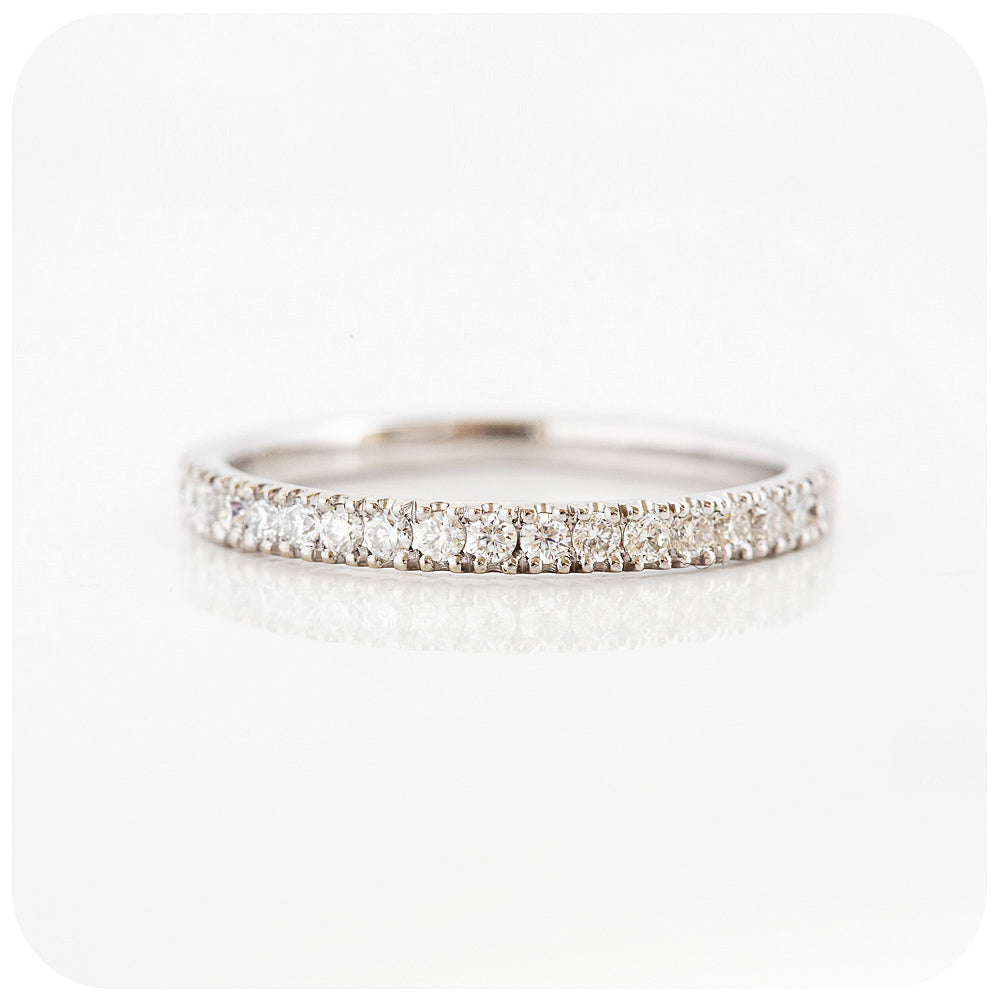 Round Brilliant cut Diamond half eternity Wedding Band Ring - Victoria's Jewellery