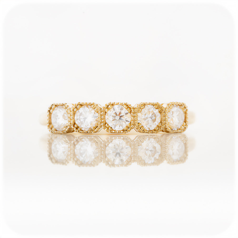 Brilliant Round Cut Diamond Half Eternity Vintage Style Wedding Ring - Victoria's Jewellery