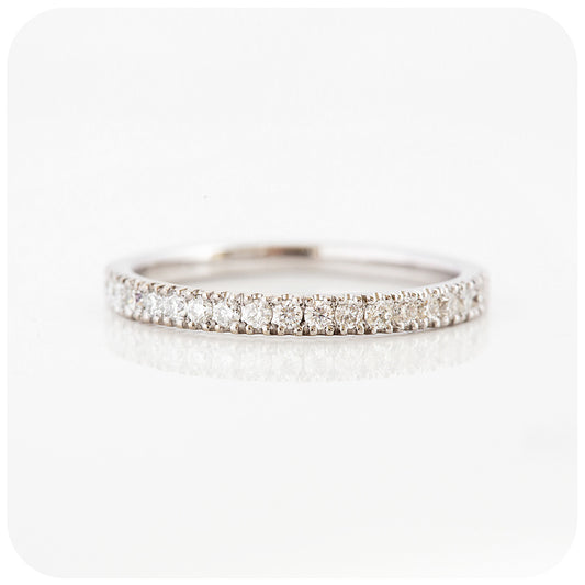 brilliant round cut moissanite half eternity stack wedding band ring - Victoria's Jewellery