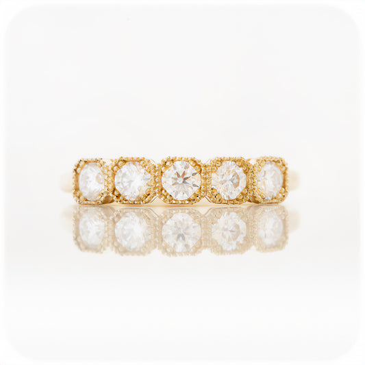 brilliant round cut moissanite vintage style wedding anniversary ring - Victoria's Jewellery