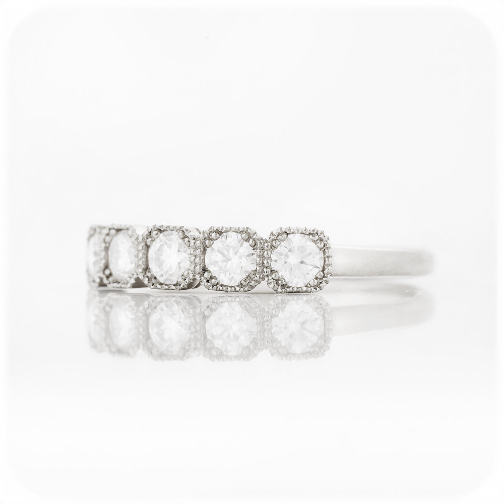 The Zelrese, a Moissanite Half Eternity Ring in Gold