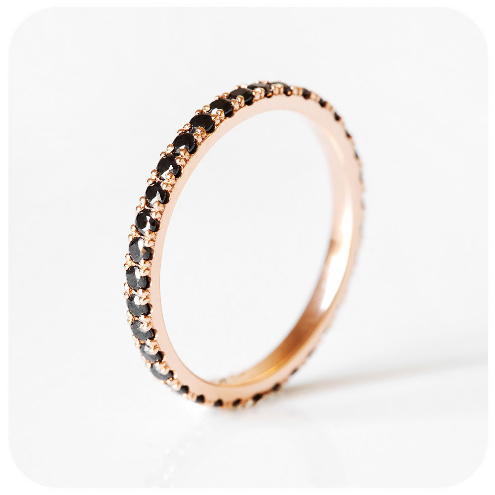 Black Diamond Full Eternity Stack Anniversary Wedding Ring - Victoria's Jewellery
