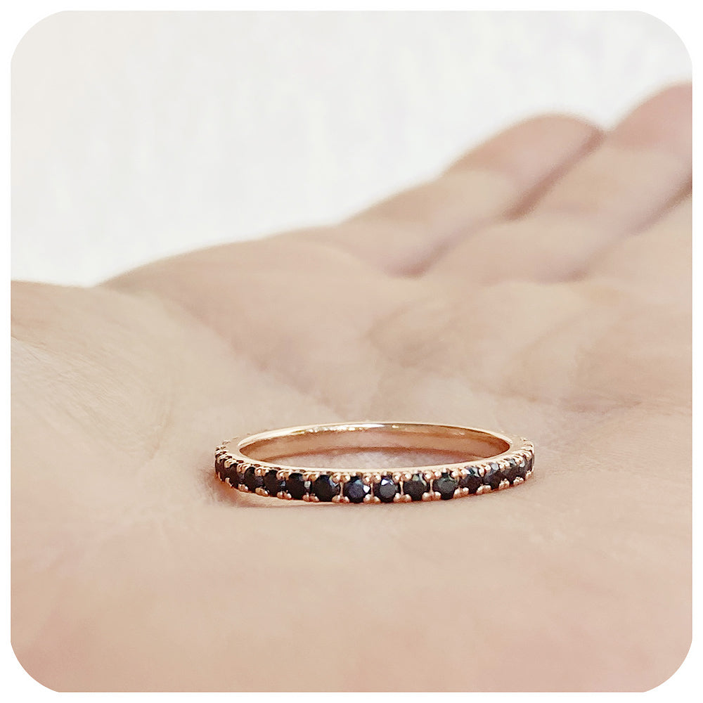 Black Diamond Full Eternity Stack Anniversary Wedding Ring - Victoria's Jewellery