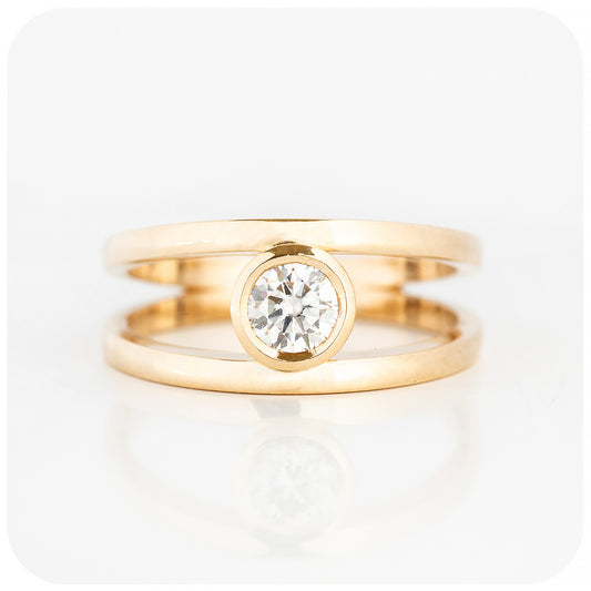 Brilliant cut Lab Grown Diamond Split Band Engagement Ring - Victoria's Jewellery