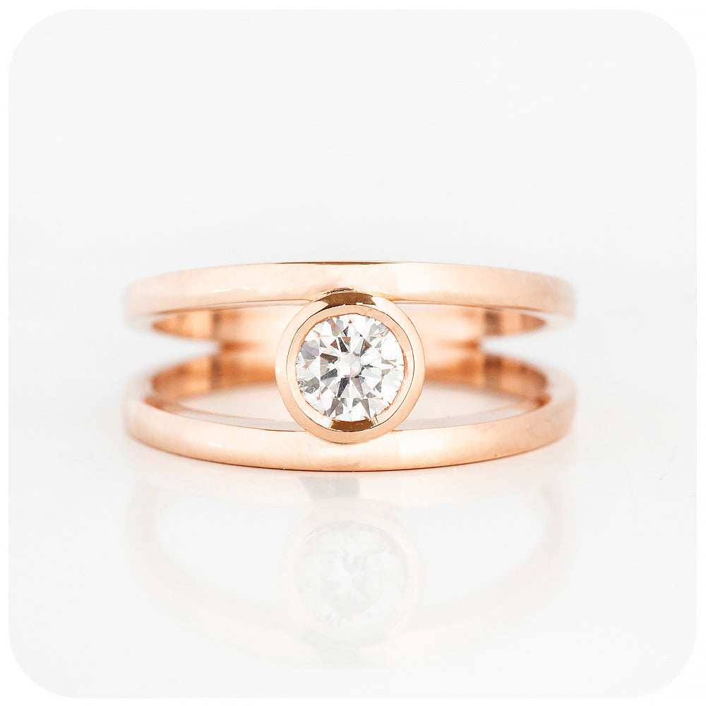 Brilliant cut Lab Grown Diamond Split Band Engagement Ring - Victoria's Jewellery