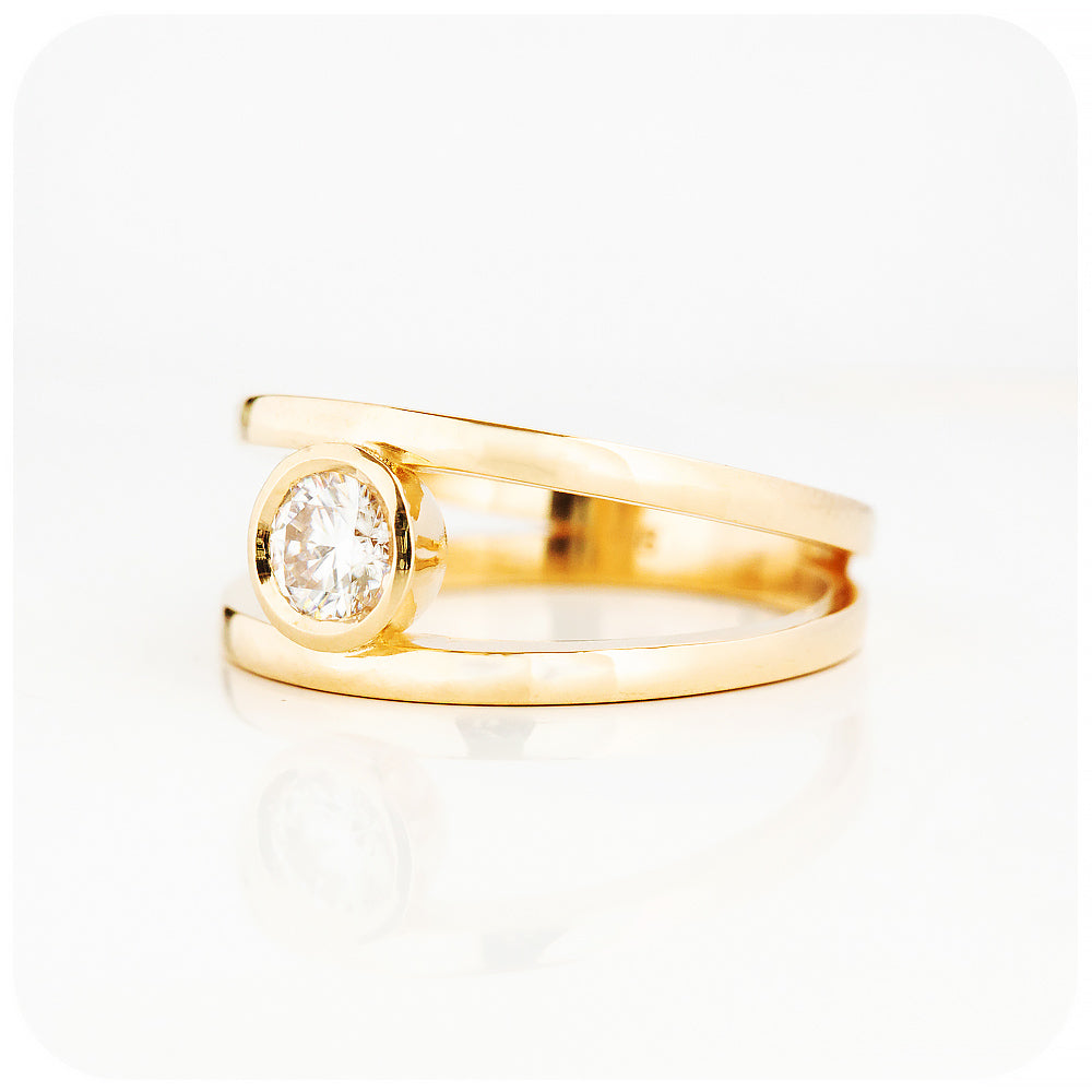 Brilliant cut Lab Grown Diamond Split Band Engagement Ring - Victoria's Jewellery