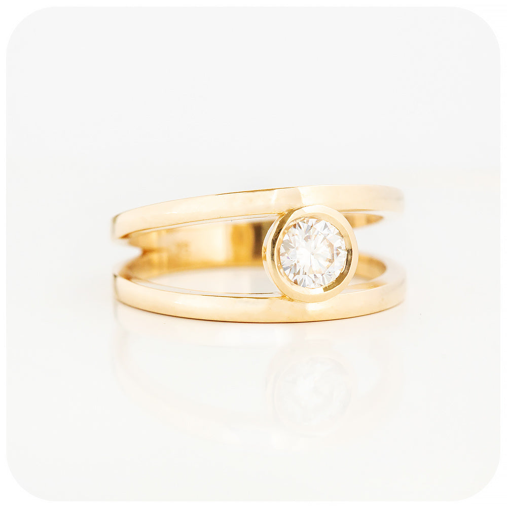 Brilliant cut Lab Grown Diamond Split Band Engagement Ring - Victoria's Jewellery
