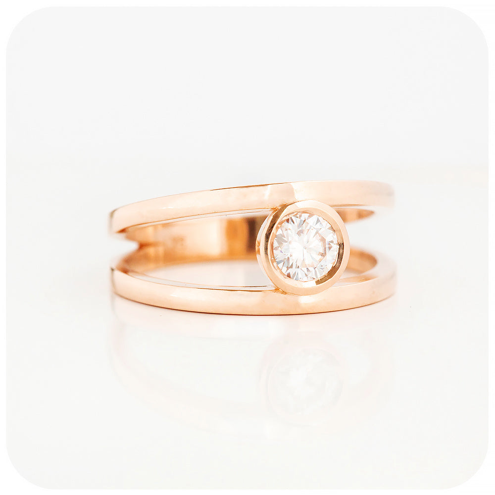 Brilliant cut Lab Grown Diamond Split Band Engagement Ring - Victoria's Jewellery