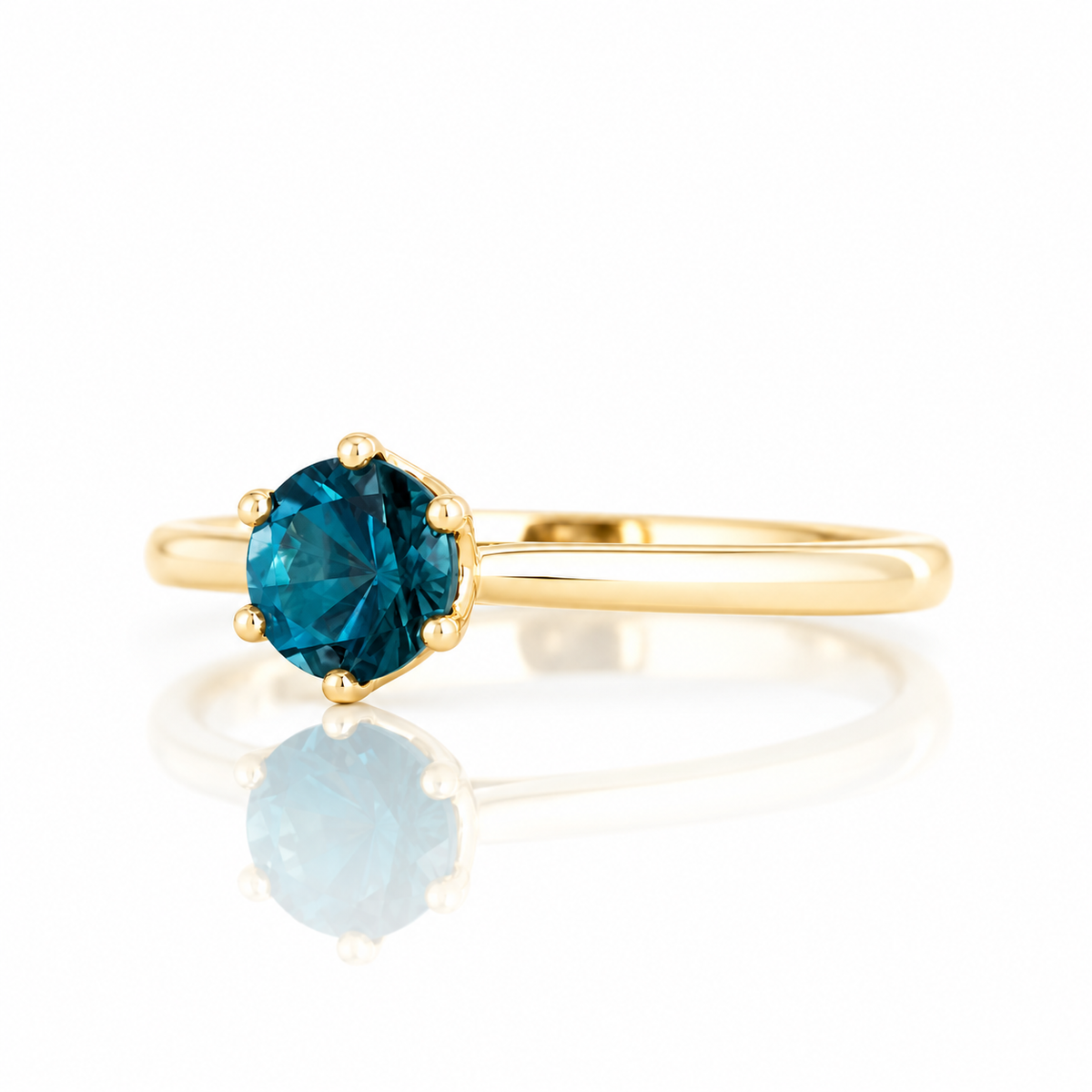 Tulip, a Six Claw London Blue Topaz Ring - Victoria's Jewellery