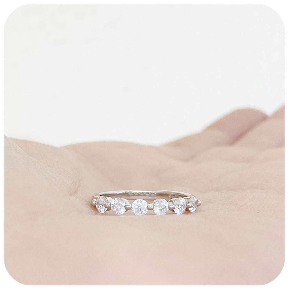 brilliant round cut moissanite half eternity stack and wedding ring - Victoria's Jewellery
