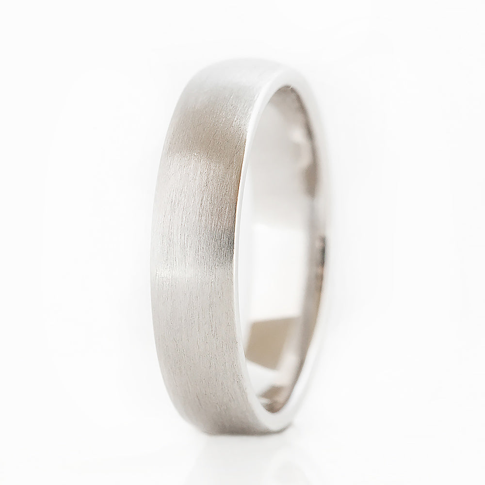 Brushed finish solid white gold mens wedding ring - Victoria's Jewellery