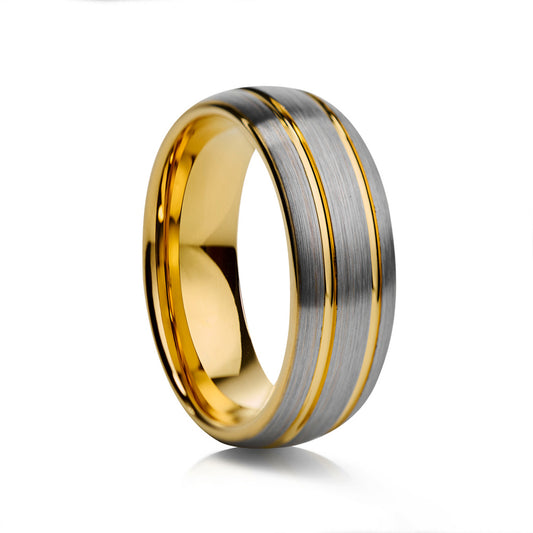 Jason, a Double Groove Brushed Tungsten Wedding Ring