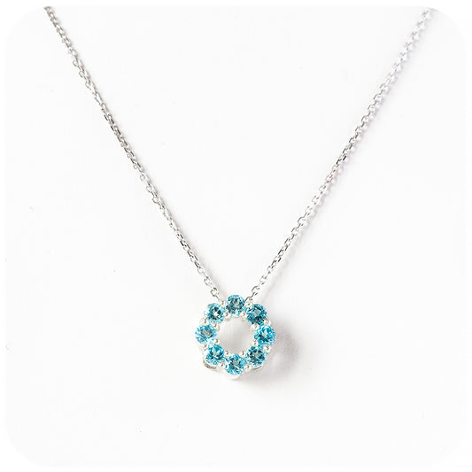 Circle of Life Necklace - Swiss Blue Topaz