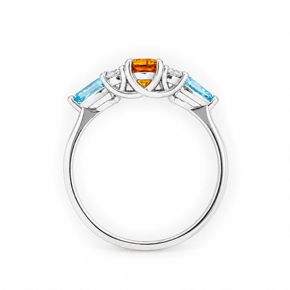 Ariana, a Citrine, Topaz and Sapphire Cluster Ring - Victoria's Jewellery