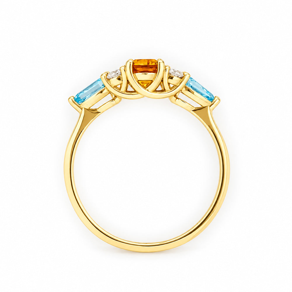 Ariana, a Citrine, Topaz and Sapphire Cluster Ring - Victoria's Jewellery