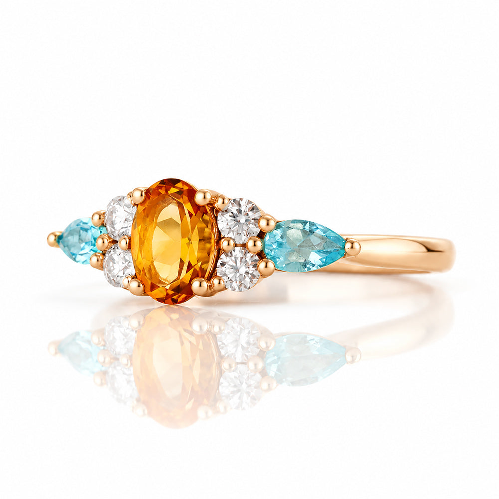 Ariana, a Citrine, Topaz and Sapphire Cluster Ring - Victoria's Jewellery