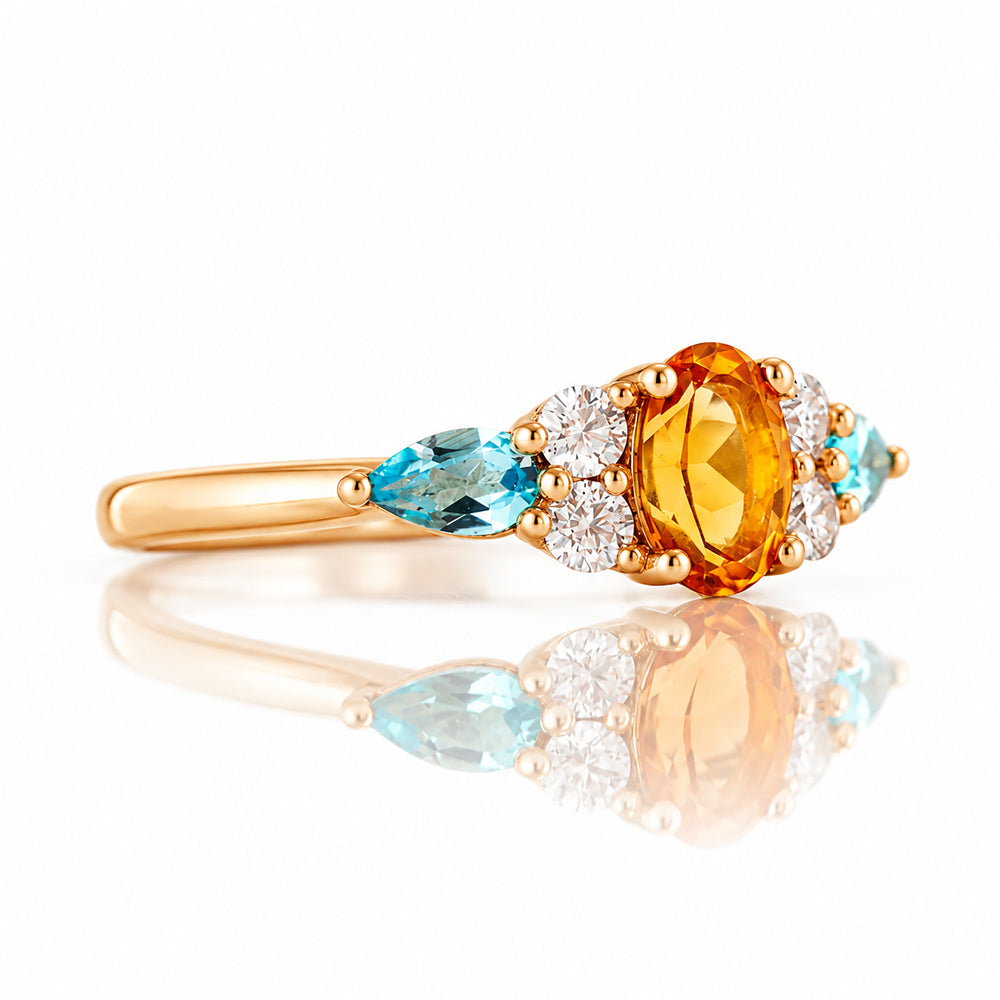 Ariana, a Citrine, Topaz and Sapphire Cluster Ring - Victoria's Jewellery