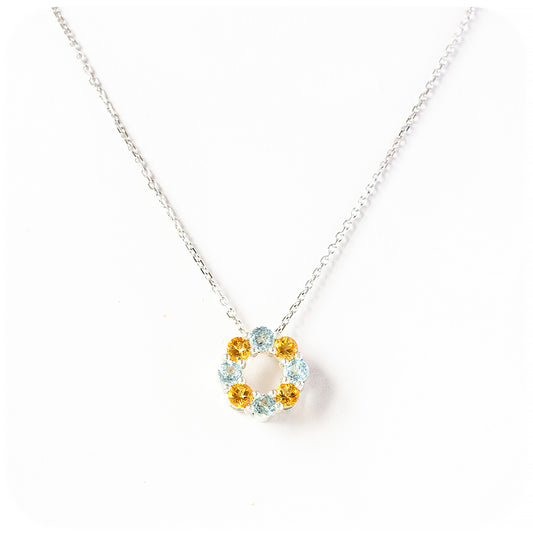 Circle of Life Necklace - Citrine and Sky Blue Topaz