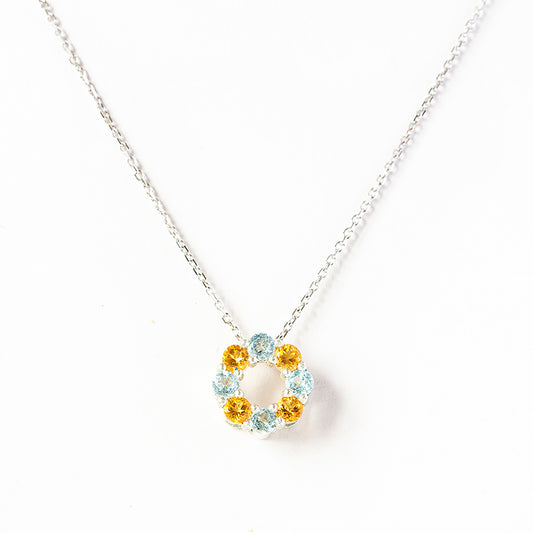 Circle of Life Necklace - Citrine and Sky Blue Topaz