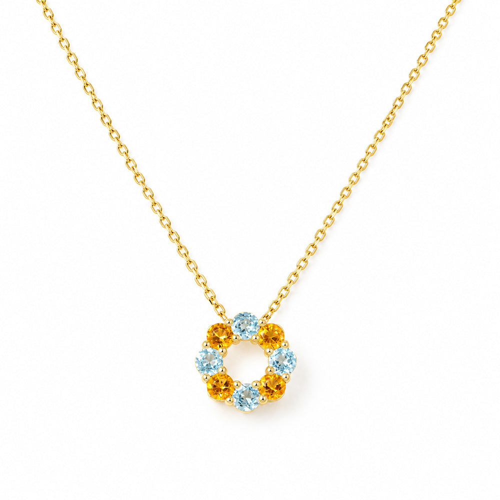 Circle of Life Necklace - Citrine and Sky Blue Topaz