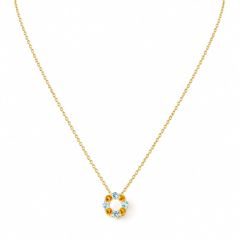Circle of Life Necklace - Citrine and Sky Blue Topaz