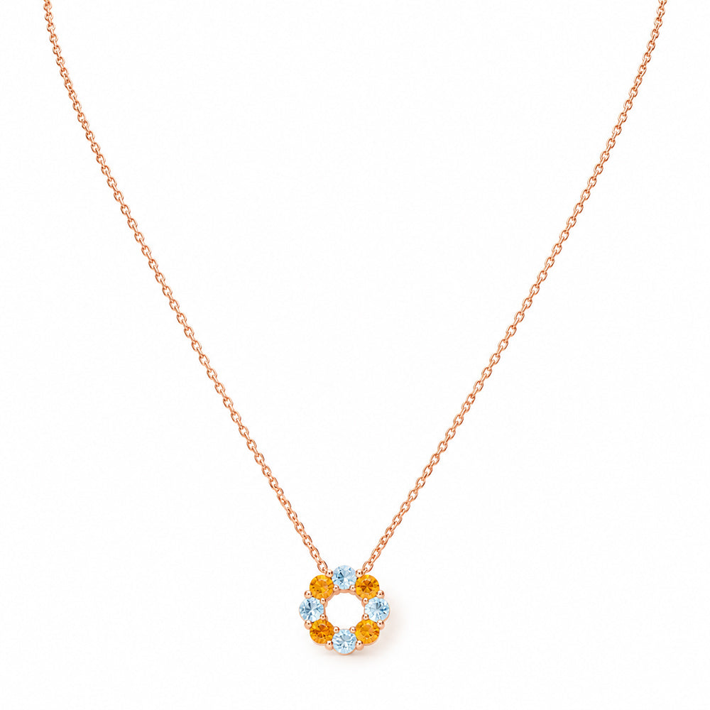 Circle of Life Necklace - Citrine and Sky Blue Topaz