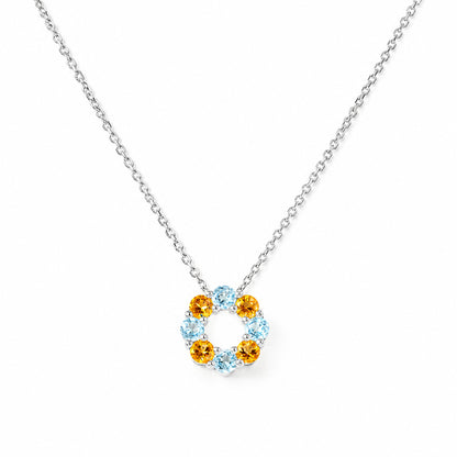 Circle of Life Necklace - Citrine and Sky Blue Topaz