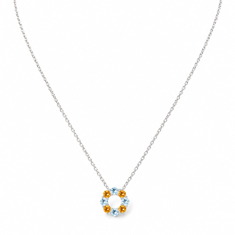 Circle of Life Necklace - Citrine and Sky Blue Topaz