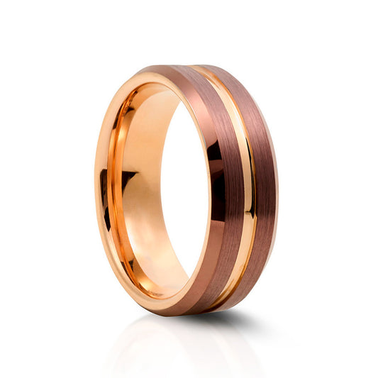 Brown and Gold Tungsten Mens Wedding Ring - Victoria's Jewellery