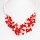 Bright Red Coral, Crystal and Fresh Water Pearl Necklace - Victoria's Jewellery