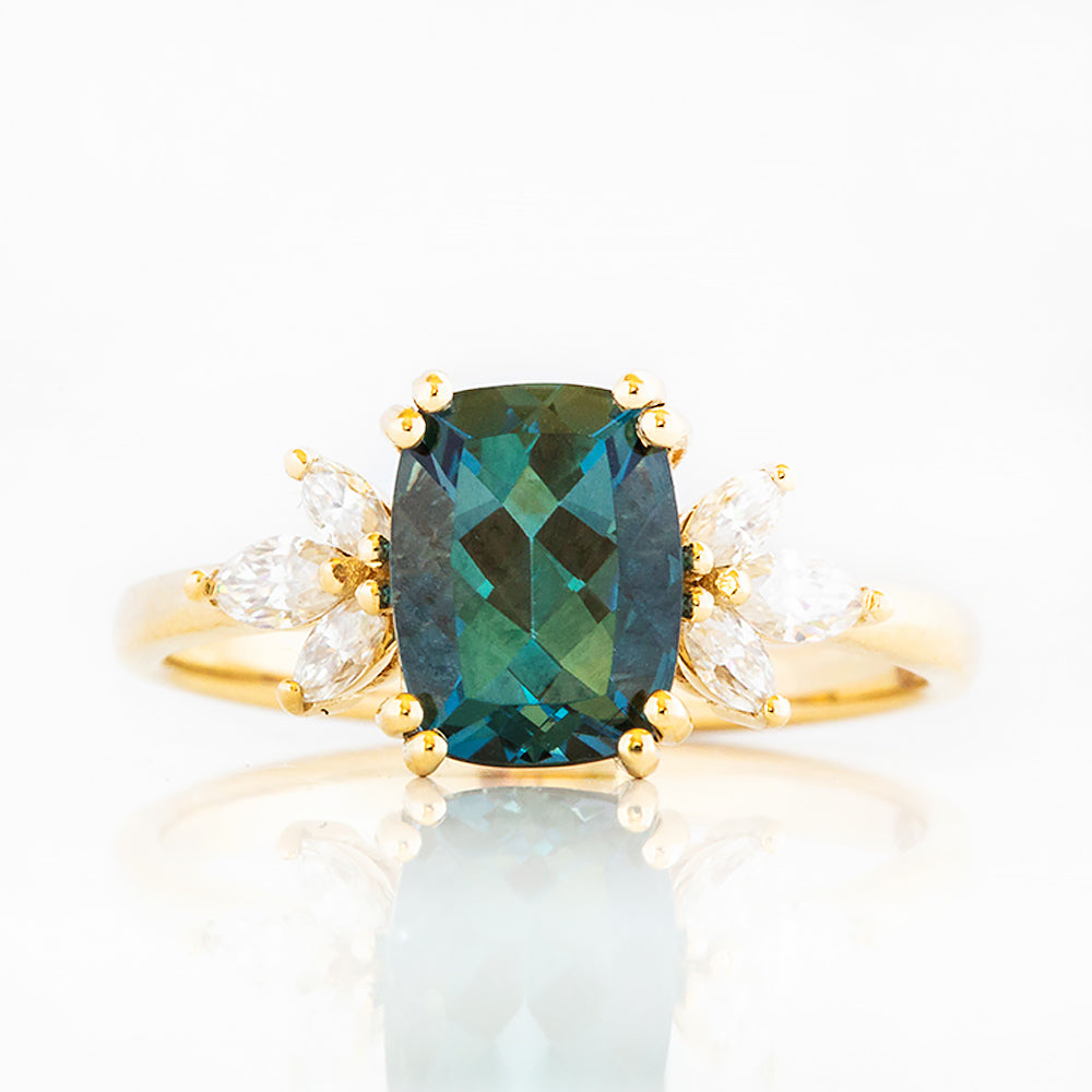 Rosalie, a London Blue Topaz and Lab Diamond Ring