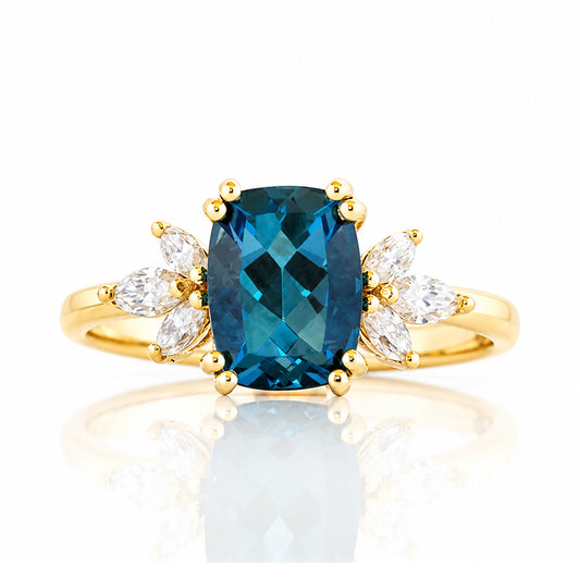 Rosalie, a London Blue Topaz and Lab Diamond Ring