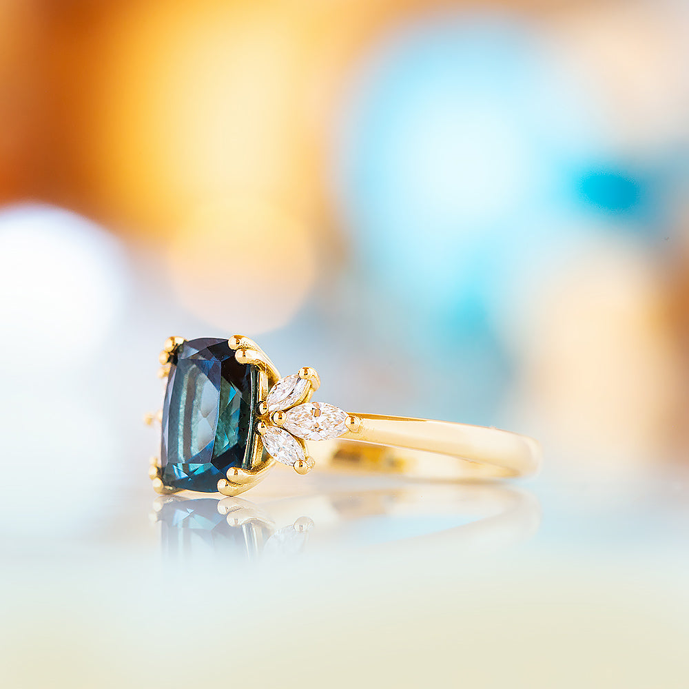 Rosalie, a London Blue Topaz and Lab Diamond Ring - Victoria's Jewellery